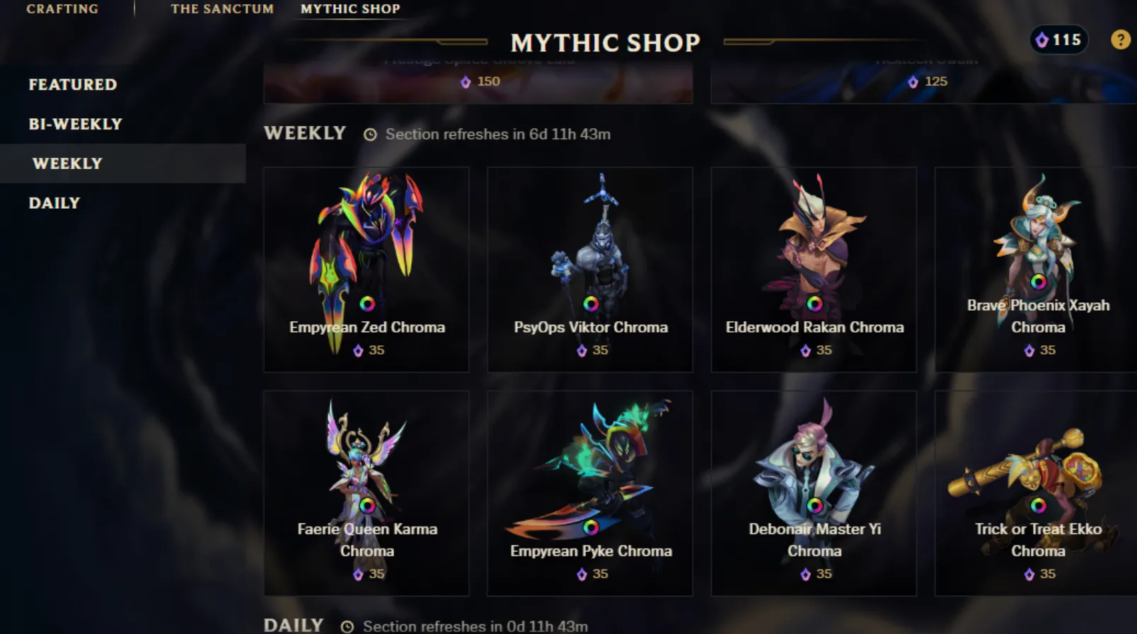 Mythic Essence chromas lol